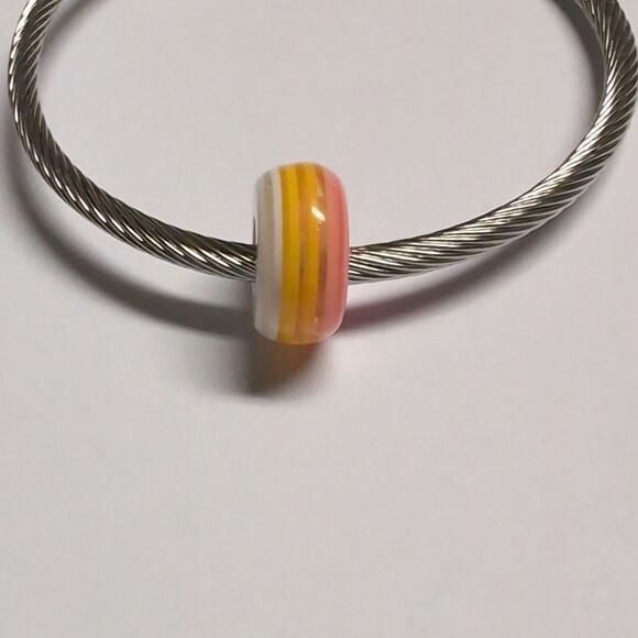 Pink Orange White Charm‎ for Pandora Style Bracelet - Picture 1 of 5